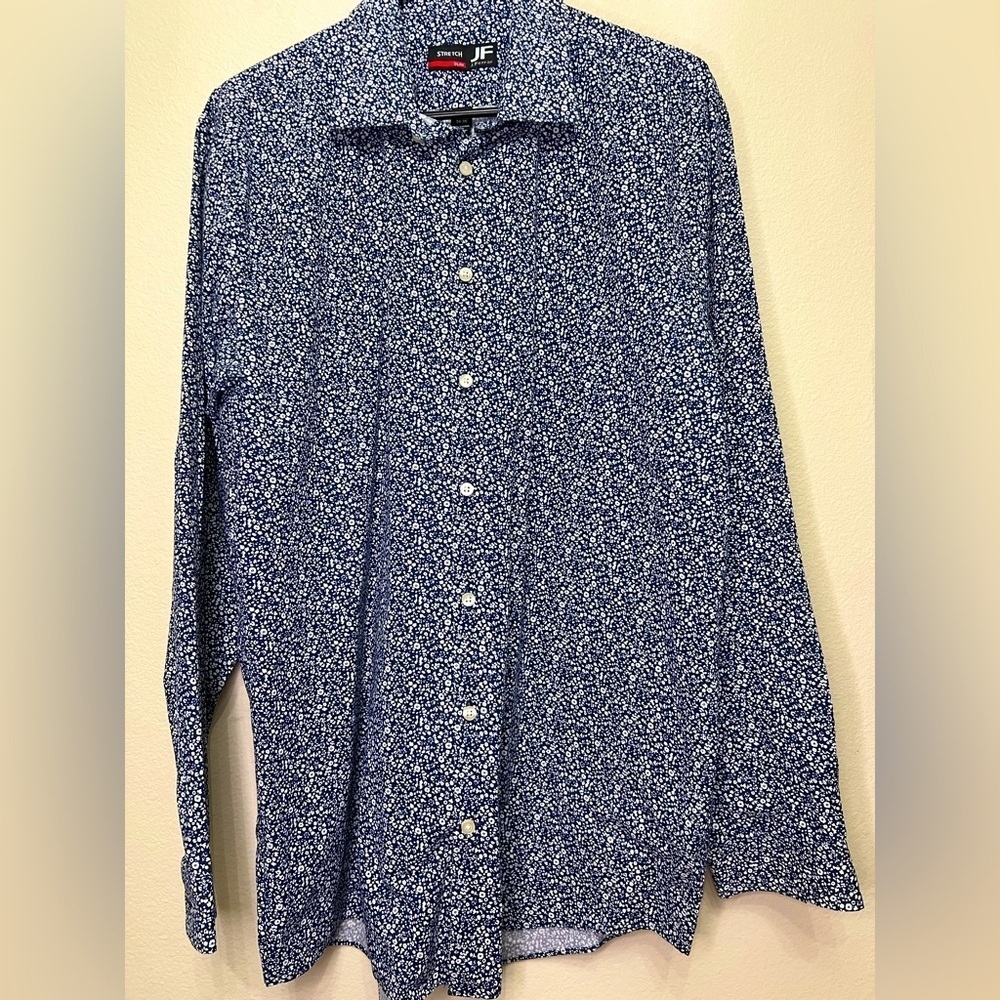JF J. Ferrar Men’s Slim Fit Stretch Dress Shirt – Size L 16-16½, 34-35